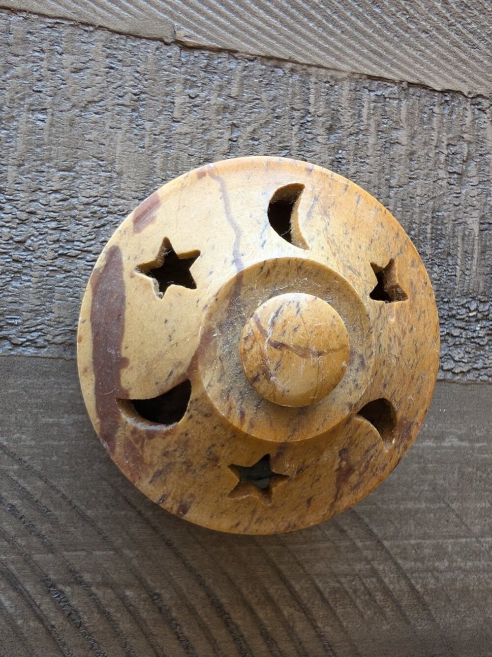 Vintage 90s Y2K Stone Incense Burner Trinket Box Celestial Moon Stars - Picture 3 of 4